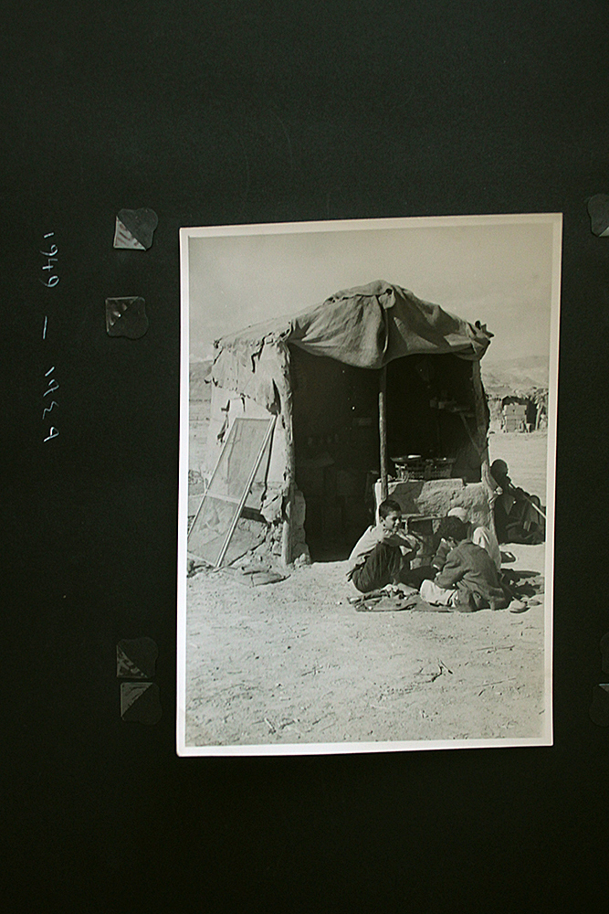 Refugees with tent