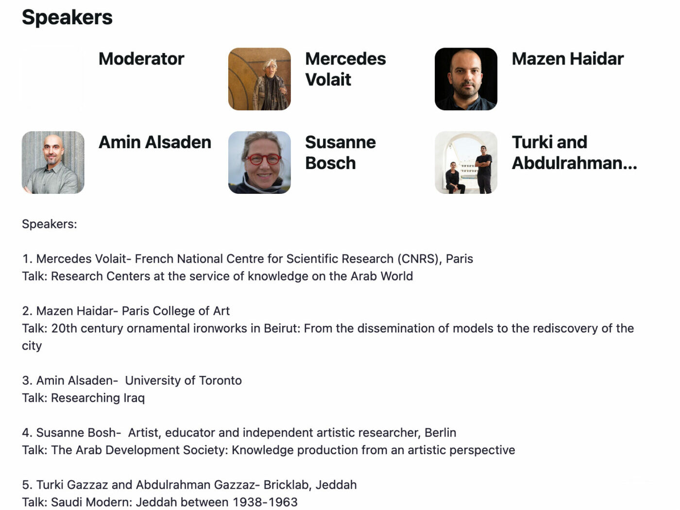Speakers in the session Knowledge Production for Modern Heritage: Research